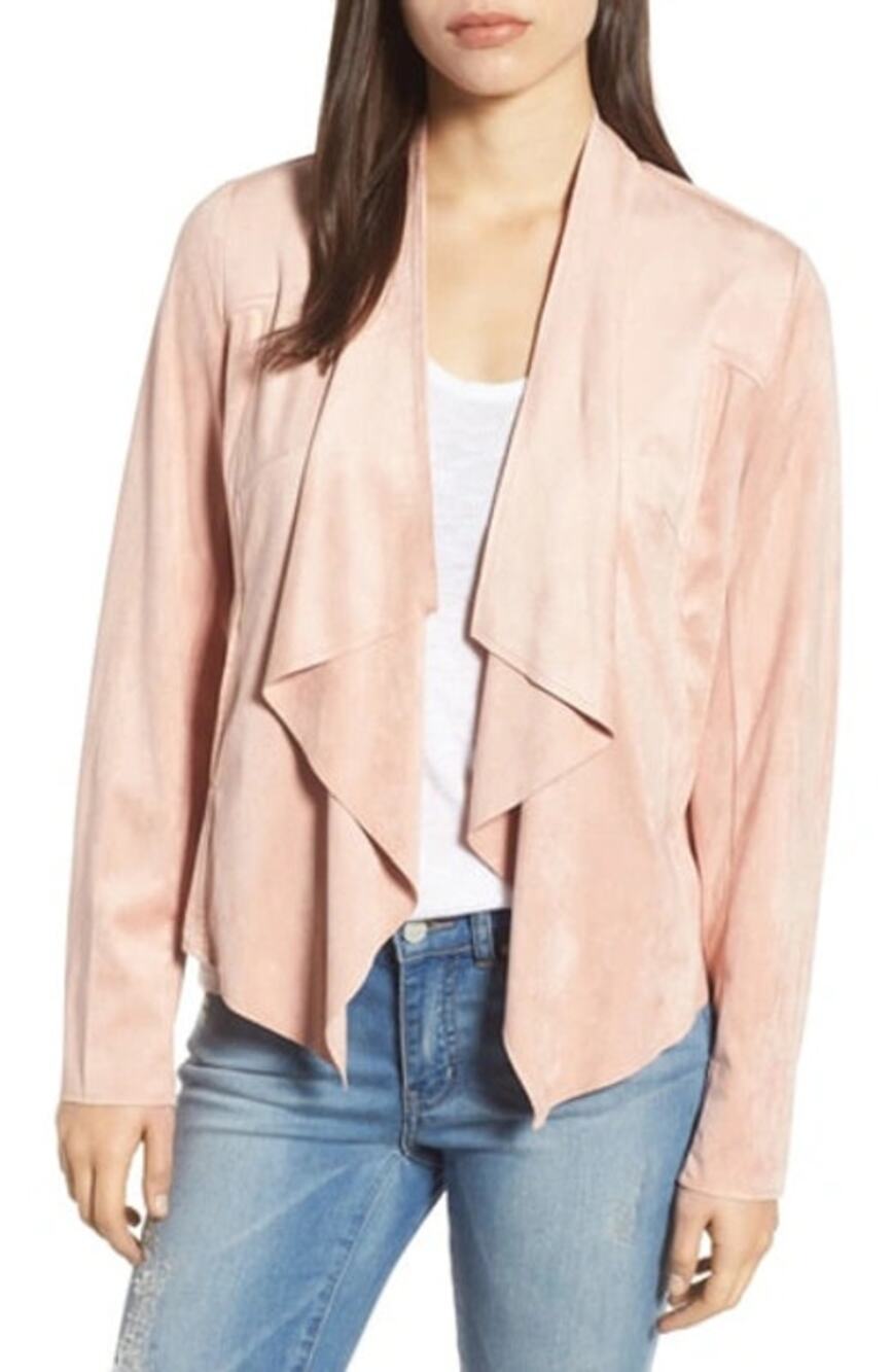 Kut From The Kloth Tayanita  Jacket, Faux Suede, Open Drape, Pink Womens Sz XL